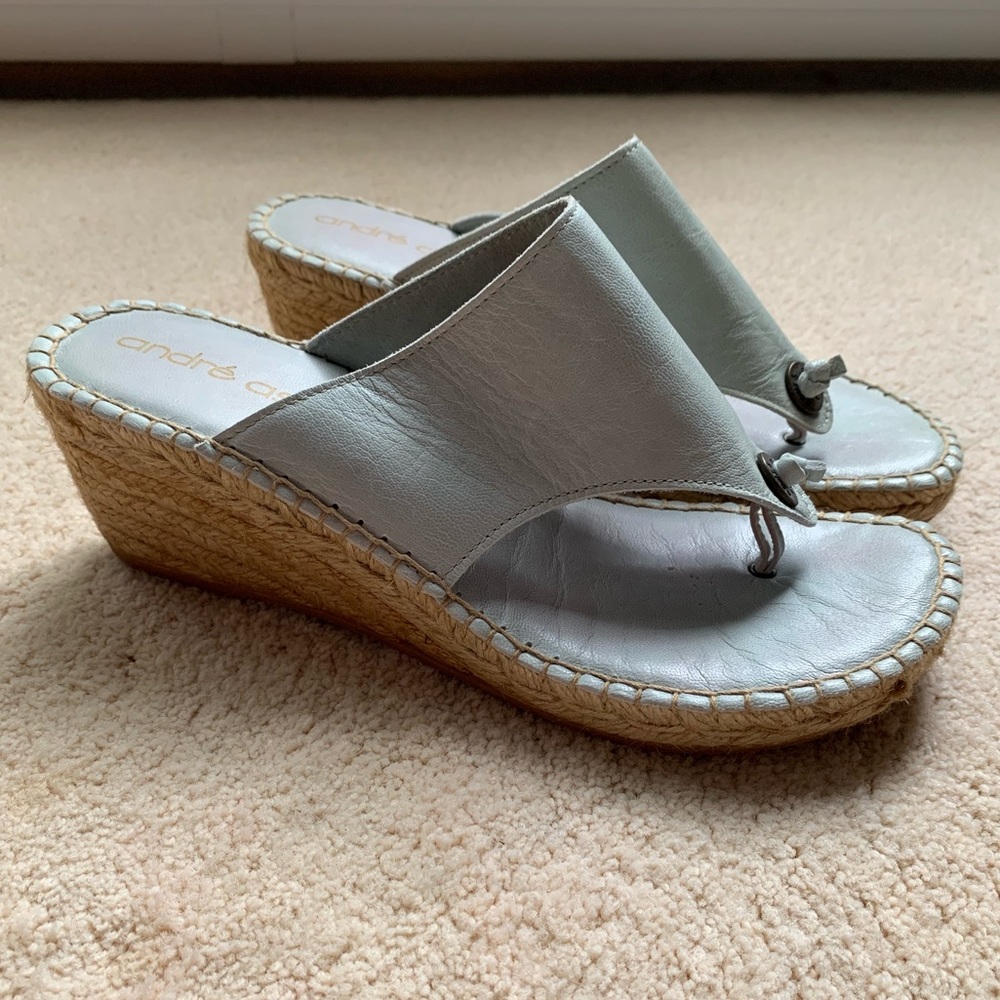 Andre Assous Teal Addie Espadrille Wedge Sandals
